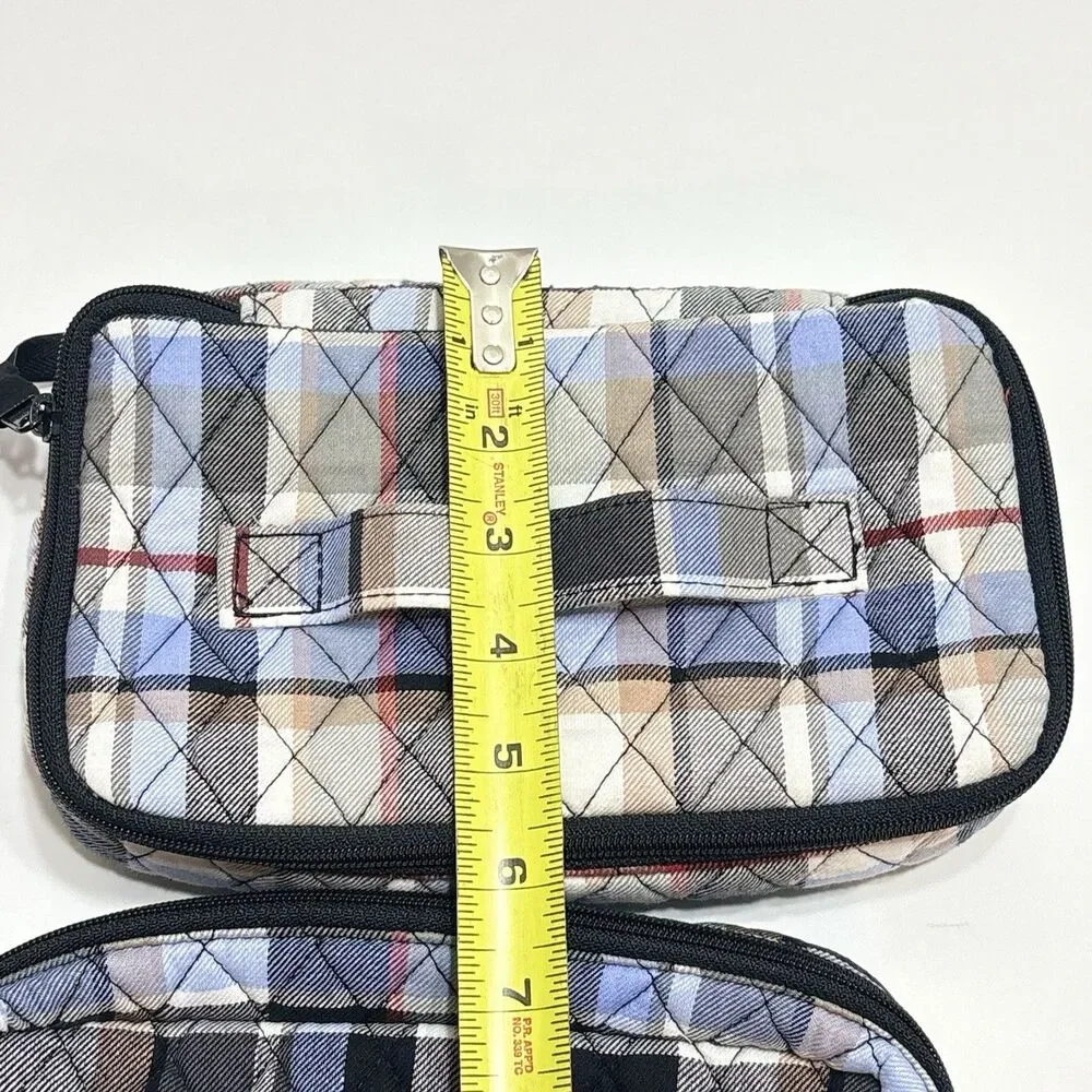 Vera Bradley Perfectly Plaid Cosmetic Bag And Brush/Pencil Bag